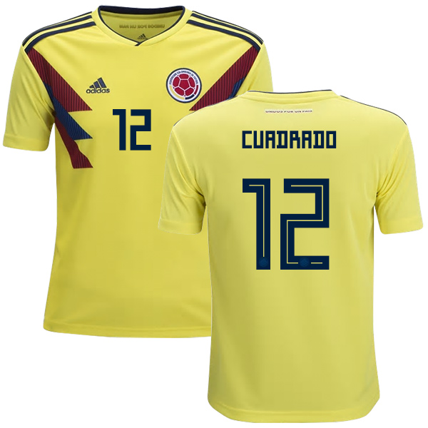 Colombia #12 Cuadrado Home Kid Soccer Country Jersey